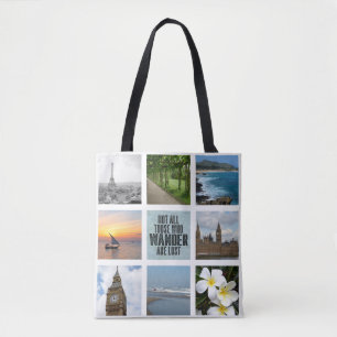 Bolsa Tote Viagem   8 Colagem de Fotos Personalizada