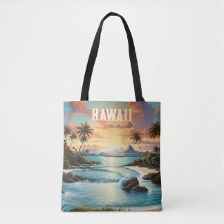 Bolsa Tote Viagem à Praia Tropical Vintage do Havaí