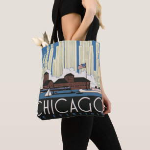 Bolsa Tote Viagem Antiga Chicago Tem Tudo Silhueta da Cidade
