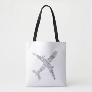 Bolsa Tote Viagem Avião palavra tipografia wanderlust present