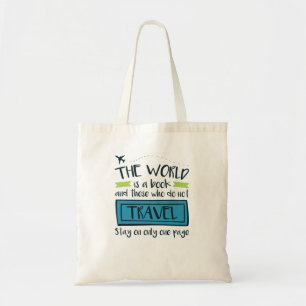 Bolsa Tote Viagem Cita Que O Mundo É Um Livro