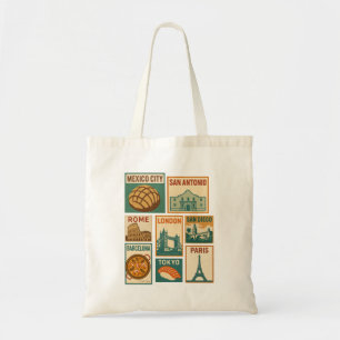 Bolsa Tote Viagem Cities Vintage PoStage Stamp
