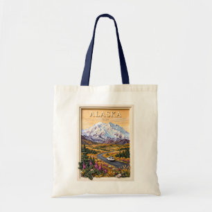 Bolsa Tote Viagem de Carro no Alasca Paisagem Montanhosa de N