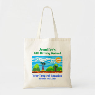 Bolsa Tote Viagem de Festa de Aniversário Férias na Praia Tro
