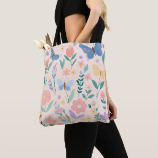 Bolsa Tote Viagem de Meninas Rosa-Rosa com Primavera Floral