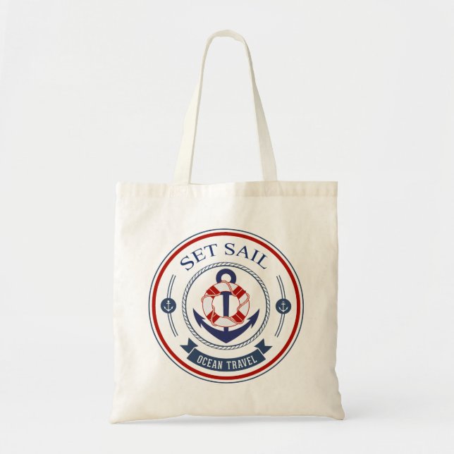Bolsa Tote Viagem do oceano de vela náutico (Frente)