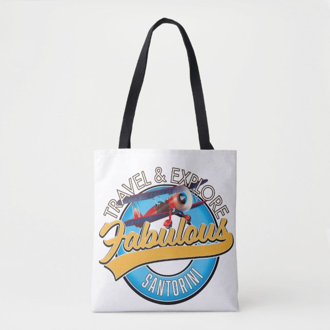Bolsa Tote Viagem e Explore o fabuloso Santorini (Frente)