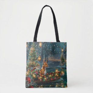 Bolsa Tote Viagem Festiva de Natal do Basenji