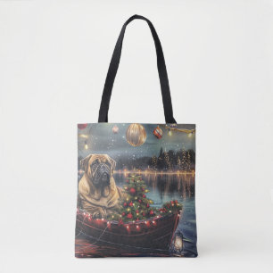 Bolsa Tote Viagem Festiva de Natal do Bullmastiff
