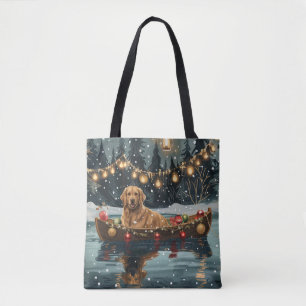 Bolsa Tote Viagem Festiva de Natal do Golden Retriever