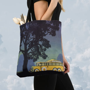 Bolsa Tote Viagens Antigas, Alemanha, Ônibus Amarelo à Noite