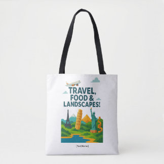 Bolsa Tote Viagens, Comida e Paisagens | Adicionar