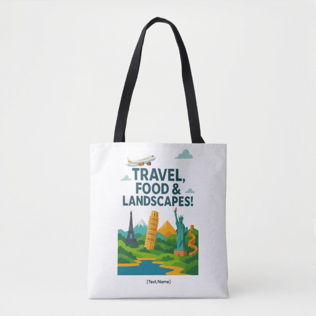 Bolsa Tote Viagens, Comida e Paisagens | Adicionar (Frente)