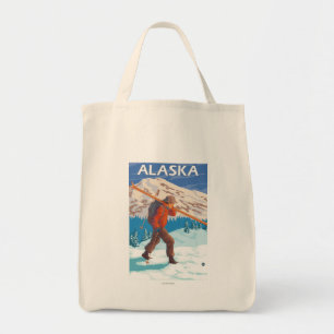 Bolsa Tote Viagens vintage 3 dos esquis da neve do carregando