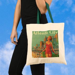 Bolsa Tote Viagens vintage, Atlantic City Resort Beach Blone