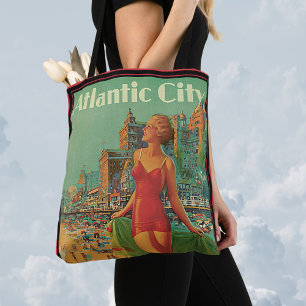 Bolsa Tote Viagens vintage, Atlantic City Resort Beach Blone