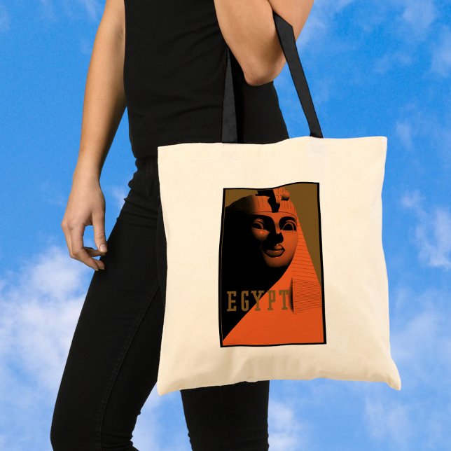 Bolsa Tote Viagens vintage com Esfinge, Egito, África (Criador carregado)