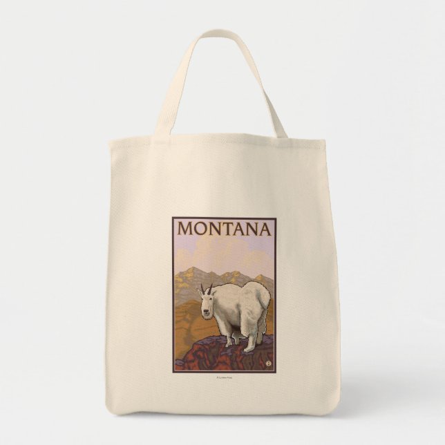 Bolsa Tote Viagens vintage de MontanaMountain Goat (Frente)