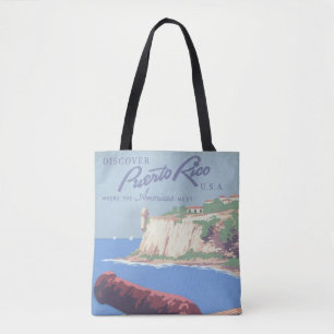 Bolsa Tote Viagens vintage de Poster promovendo Porto Rico