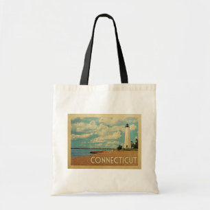 Bolsa Tote Viagens vintage do farol de Connecticut