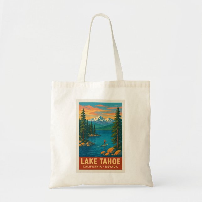 Bolsa Tote Viagens vintage do Lago Tahoe (Frente)