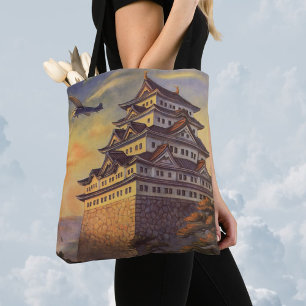 Bolsa Tote Viagens vintage Japão, avião Pagoda Japonês