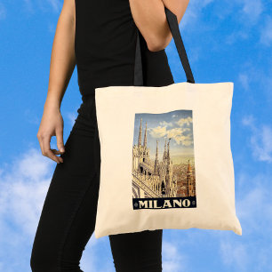 Bolsa Tote Viagens vintage Milano Itália Catedral Gótica Duom