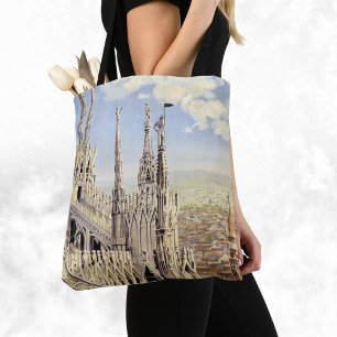 Bolsa Tote Viagens vintage Milano Itália Catedral Gótica Duom