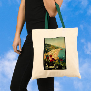 Bolsa Tote Viagens vintage, Praia Costeira Italiana Amalfi
