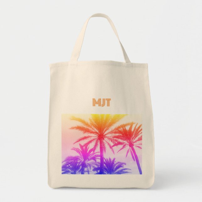 Bolsa Tote Vias MONOGRAM pôr do sol Tote Bag RETRO PALM TREES (Frente)