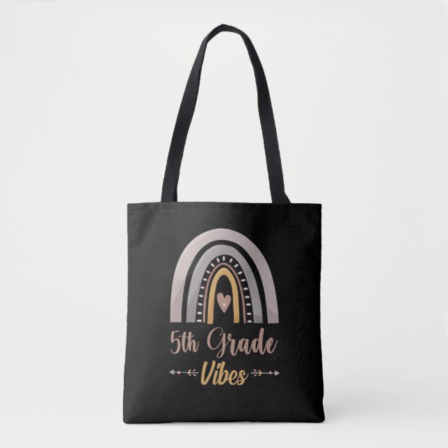 Bolsa Tote Vibes da 5ª Série Arco-íris Volta às Aulas da Quin (Frente)
