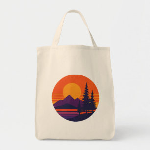 Bolsa Tote Vibes da Natureza do Pôr do Sol Retrô Estética V