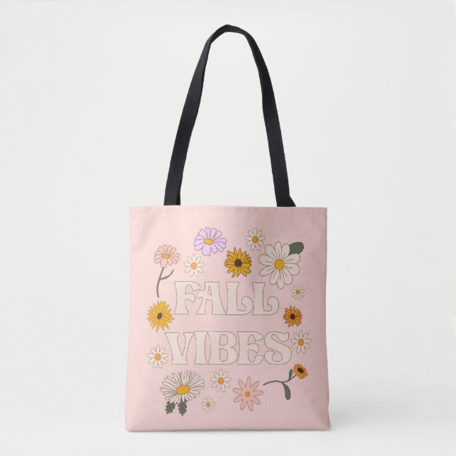 Bolsa Tote Vibes de queda rosa (Frente)