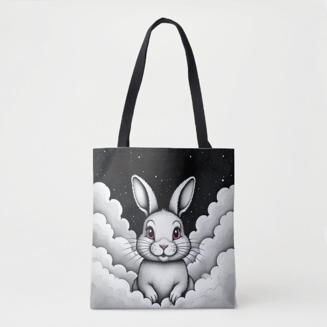 Bolsa Tote Vibes do Céu Tranquilo Coelhinho Celestial (Frente)