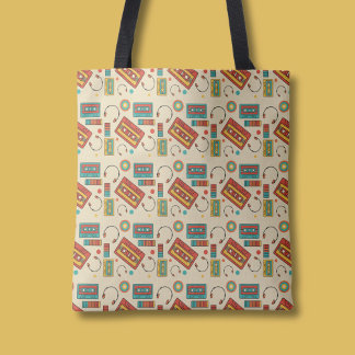 Bolsa Tote Vibes Retroativas - Padrão de fitas cassetes dos a