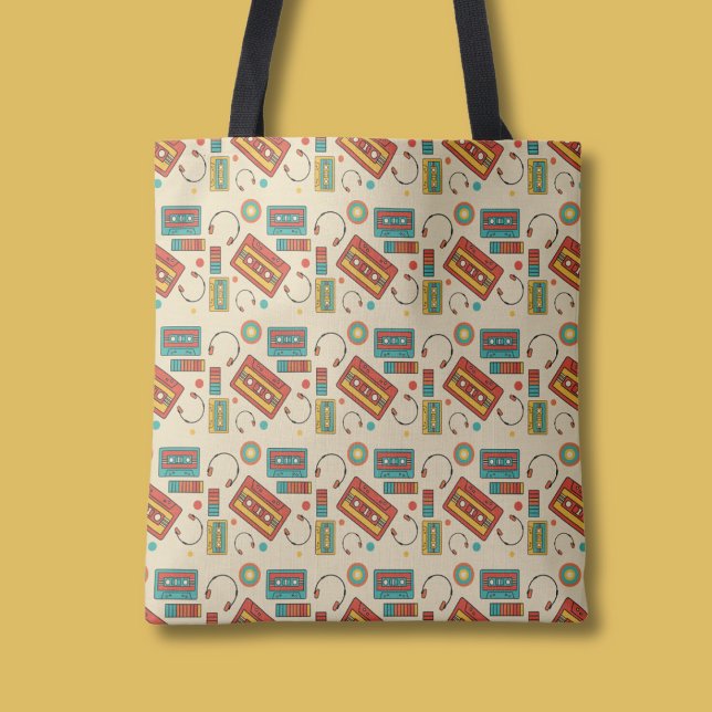 Bolsa Tote Vibes Retroativas - Padrão de fitas cassetes dos a (Criador carregado)