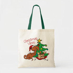 Bolsa Tote Víblias de Natal Dachshund Dog Tote Bag