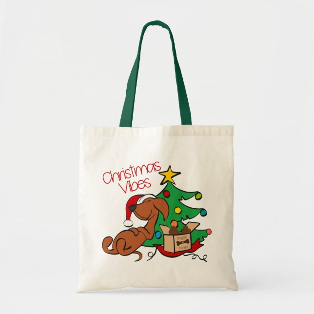 Bolsa Tote Víblias de Natal Dachshund Dog Tote Bag (Frente)
