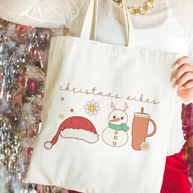 Bolsa Tote Víblias de Natal | Festivo (Christmas Vibes | Cute Festive Tote Bag
)