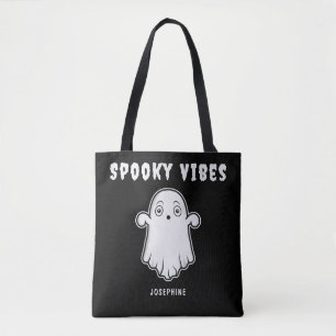 Bolsa Tote Vibrações Assustadoras Fantasma Com Nome Personali