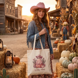 Bolsa Tote Vibrações Assustadoras Ocidentais Fantasma Rosa &