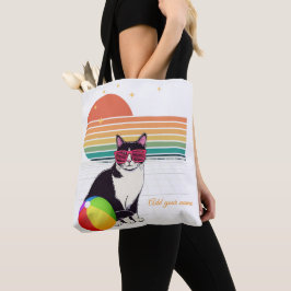 Bolsa Tote Vibrações de Gato Legal ao Pôr do Sol