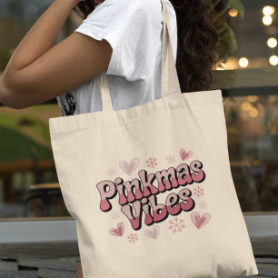 Bolsa Tote Vibrações de Pinkmas Natal Rosa Feminino e Fofo