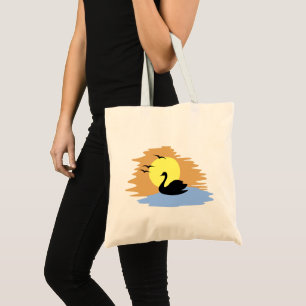 Bolsa Tote Vibrações de Praia Verão Cisne Retro Pôr do Sol Fé