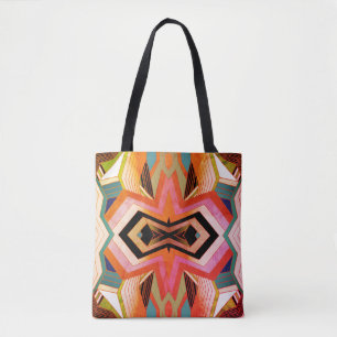 Bolsa Tote Vibrações Geométricas Vintage Coloridas