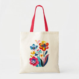 Bolsa Tote Vibrant Abstract Paper Cut Flowers Botanical