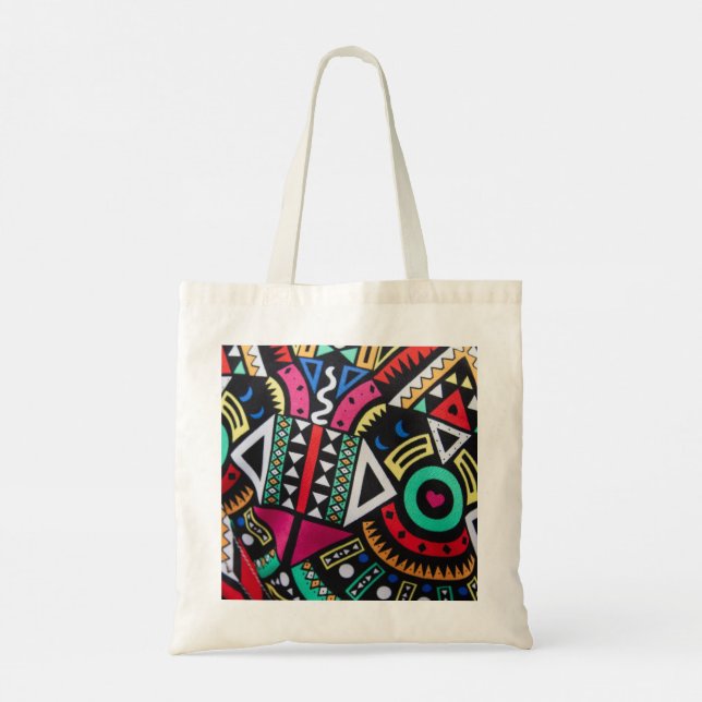 Bolsa Tote Vibrant Afro-Centric Geometric Pattern – Bold Trib (Verso)