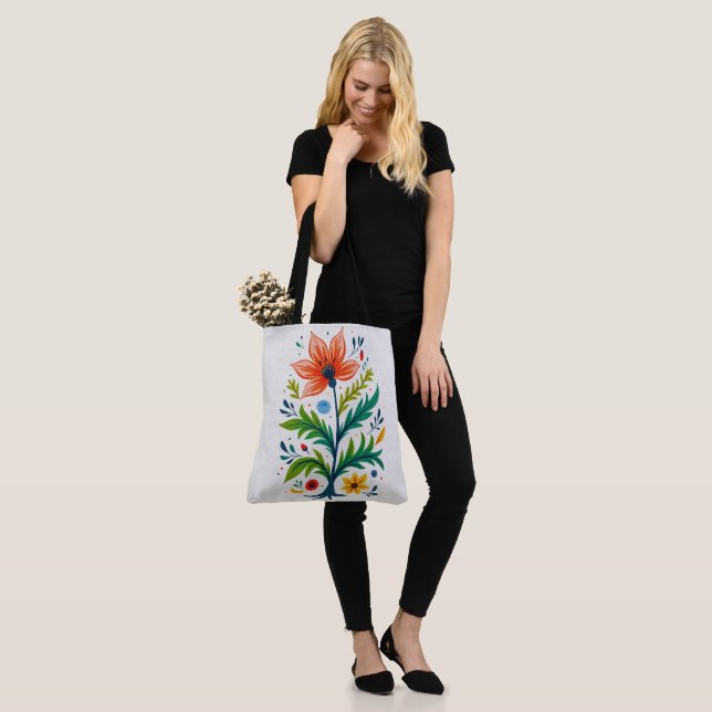 Bolsa Tote Vibrant Boho Floral Tree Folk Art Botanical (No(a) Modelo)