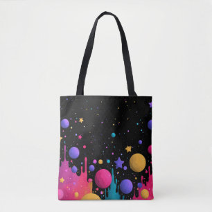 Bolsa Tote Vibrant Cosmic Drip Abstract Space Art