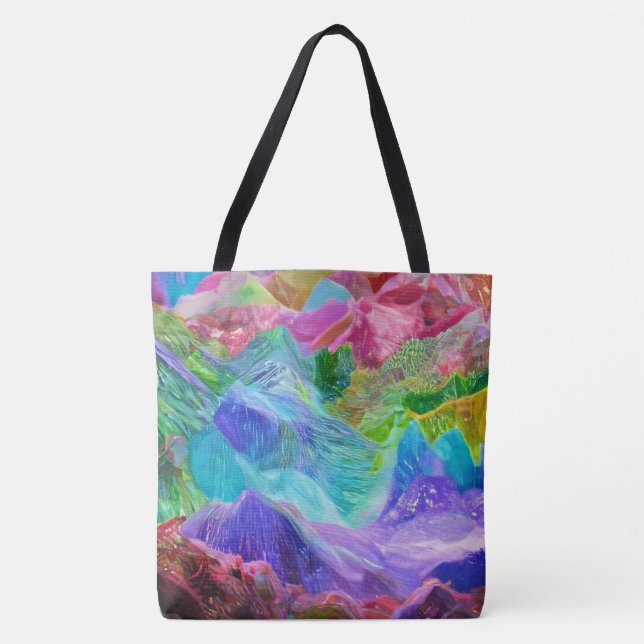 Bolsa Tote Vibrant Crystal Mountain Abstrato (Frente)